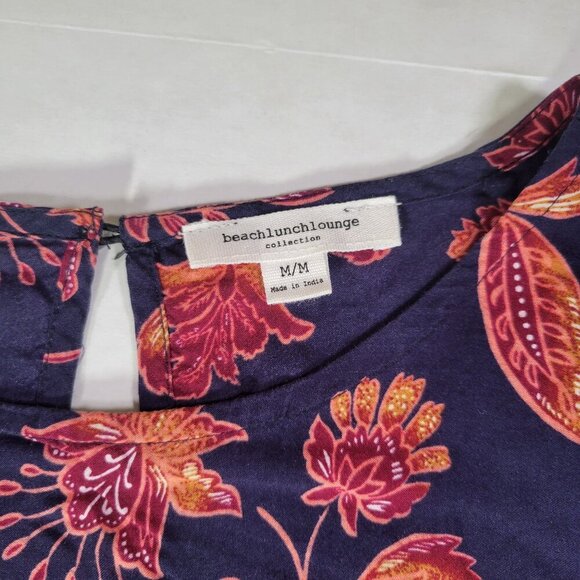 Beachlunchlounge Collection Women Boho Floral Peplum Peasant Blouse Size M - Picture 4 of 10